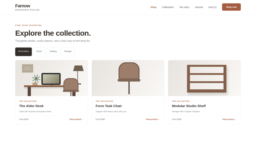 Farnow WooCommerce furniture product catalog