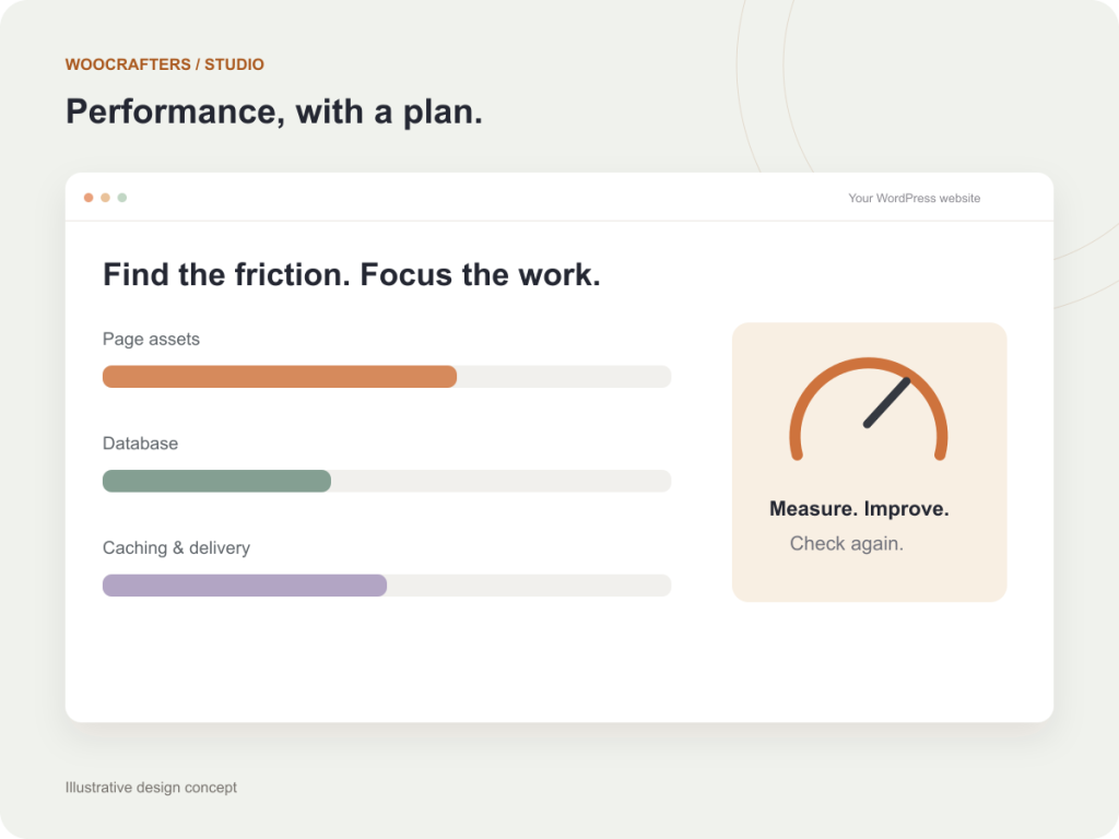Illustrative WooCrafters performance interface concept