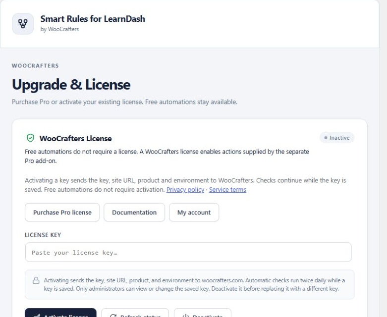 Smart Rules license page with activation and purchase controls.